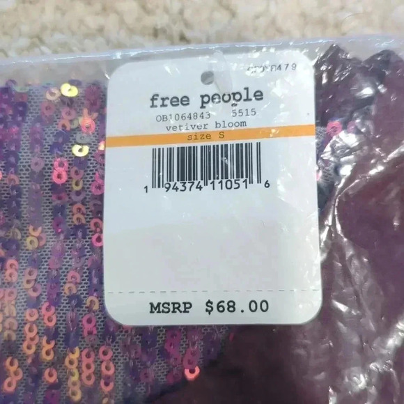 Free People‎ Top Women's Size Small Sequin Layering Turn It On Camisole Purple - Picture 5 of 8